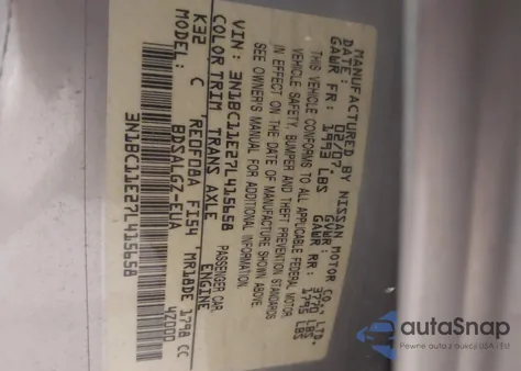 2007 Nissan Versa 1.8Sl из США, поврежденный, VIN 3N1BC11E27L415658